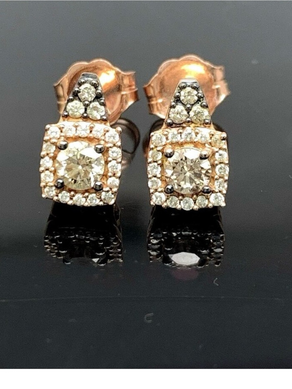 14k Rose Gold LeVian Diamond Stud Earrings! - Picture 5 of 12